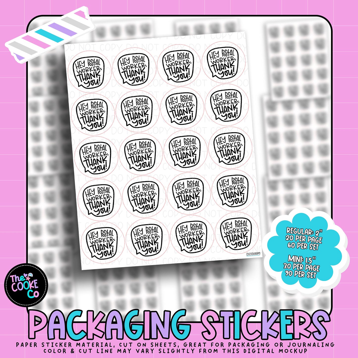 Packaging Stickers | #RTS0334 - HEY POSTAL WORKER, THANK YOU