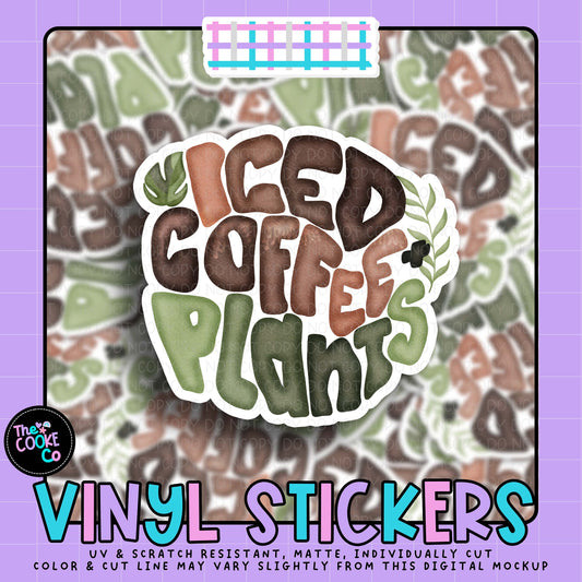 Vinyl Sticker | #V2079 - ICED COFFEE + PLANTS.