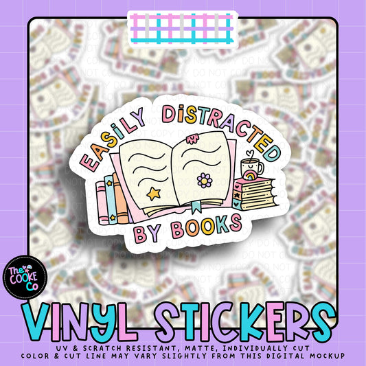 Vinyl Sticker | #V2105 - EASILY DISTRACTED BY BOOKS.