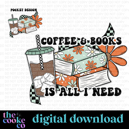 BOOKS & COFFEE | Digital Download | PNG