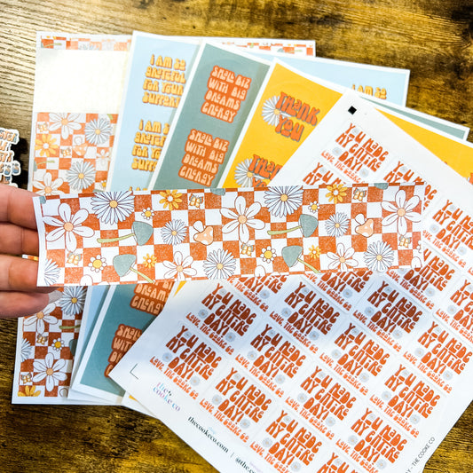 RTS Packaging Stickers | #RTS224 - FALL RETRO PLAID STRIPS
