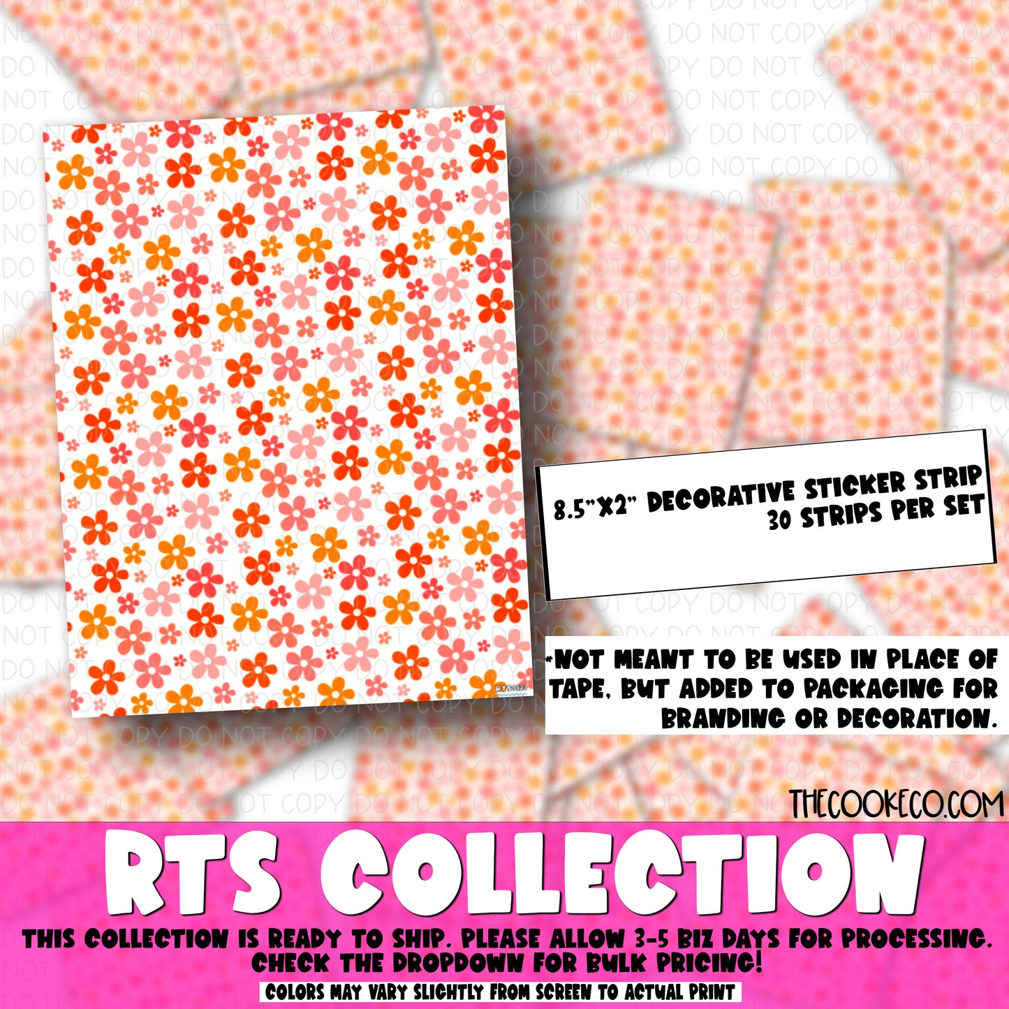 Packaging Stickers | RTS0129 - STRIPS FLOWERS