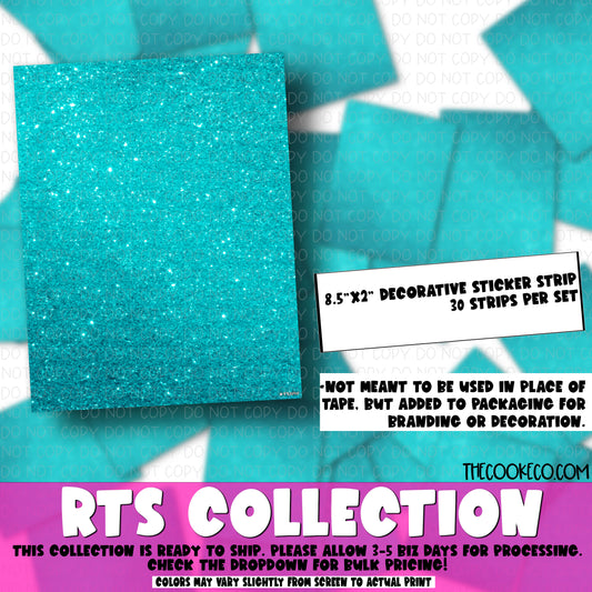 Packaging Stickers | RTS0140 - STRIPS TEAL GLITTER