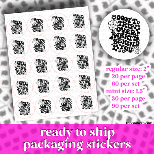 PACKAGING STICKERS | #RTS0244 - DON'T TRIP OVER WHAT'S BEHIND YOU
