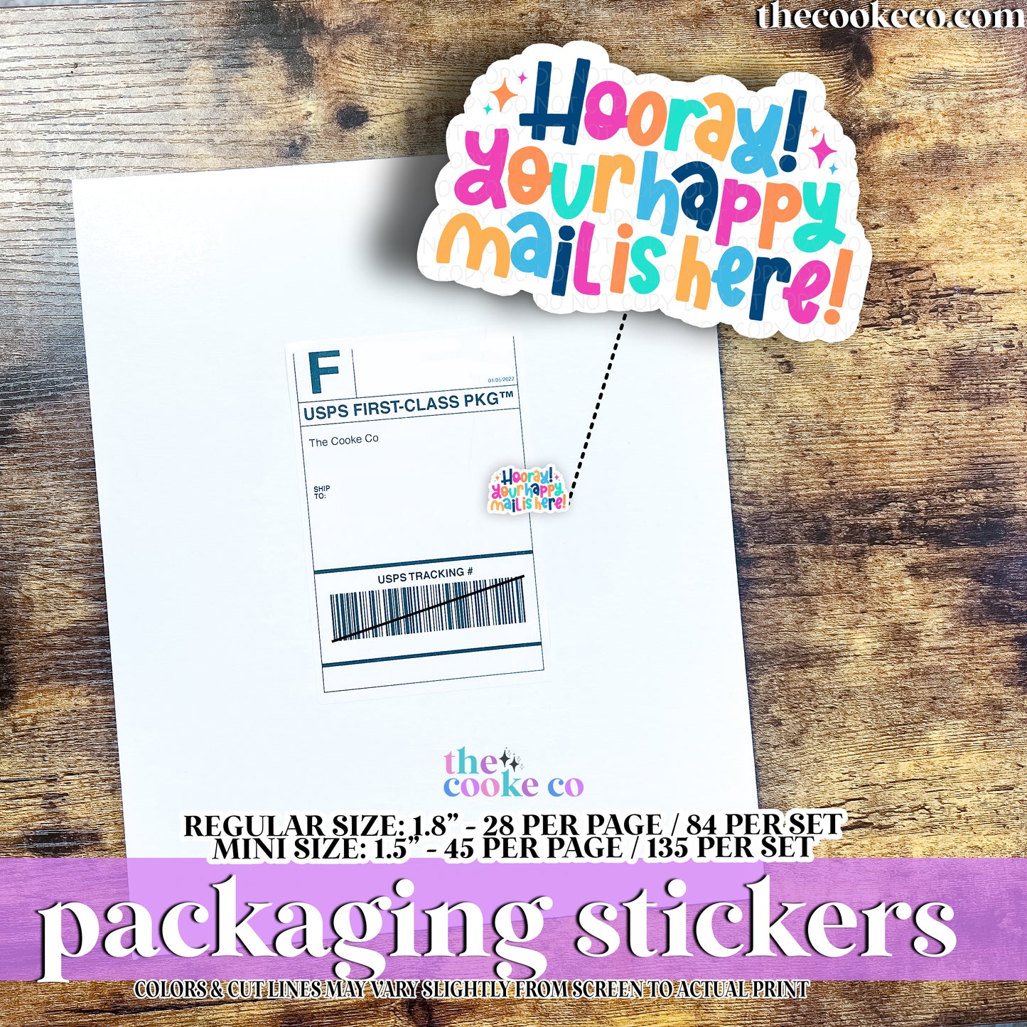 Packaging Stickers | #C0929 - HOORAY YOUR HAPPY MAIL IS HERE