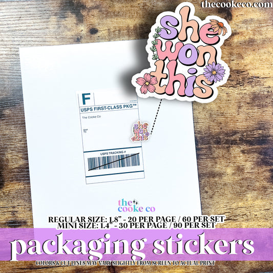 Packaging Stickers | #C0944 - SHE WON THIS