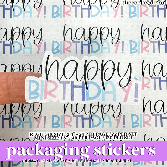 PTO Packaging Stickers | #C0966 - HAPPY BIRTHDAY PINKS/PURPLES