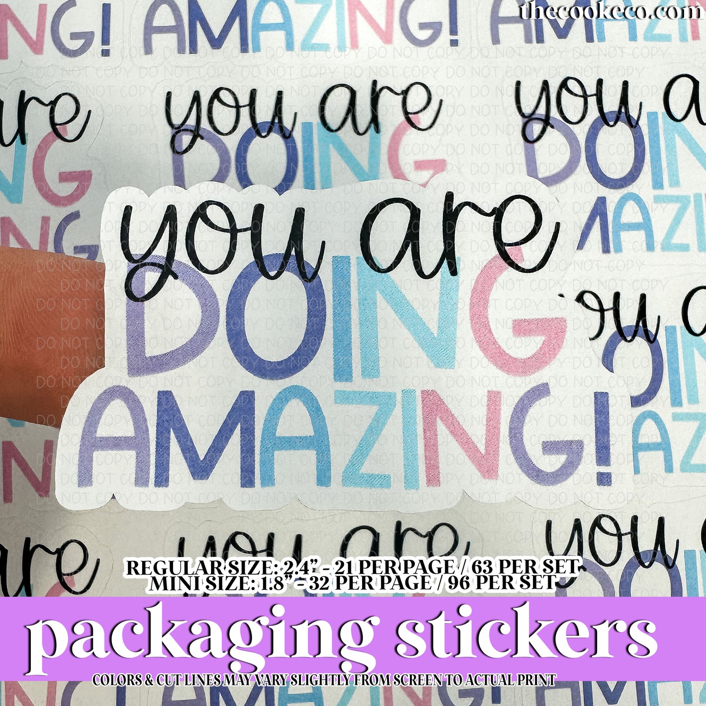 Packaging Stickers | #C0969 - YOU ARE DOING AMAZING PINKS/PURPLES