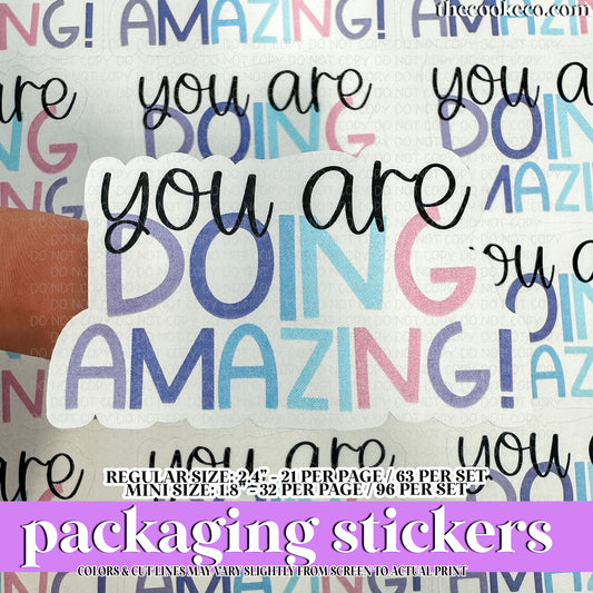 PTO Packaging Stickers | #C0969 - YOU ARE DOING AMAZING PINKS/PURPLES