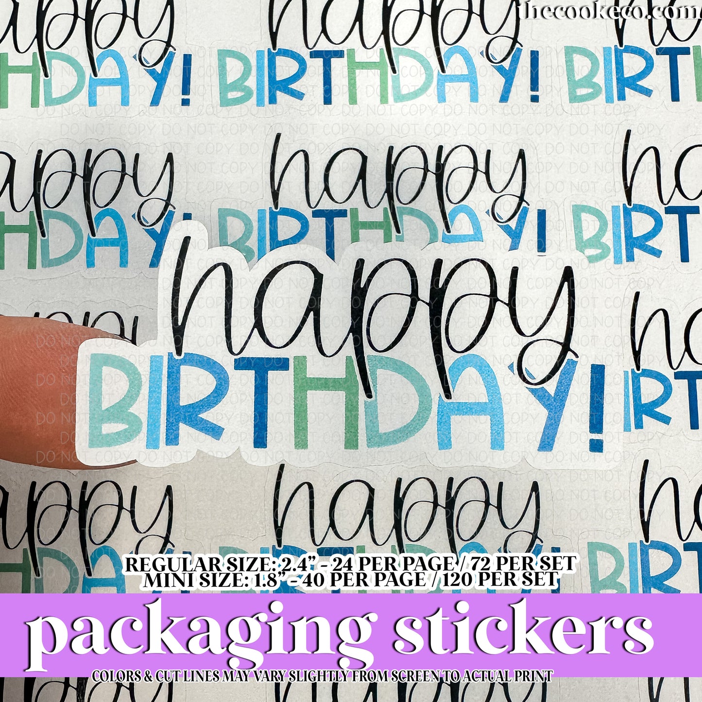 Packaging Stickers | #C0971 - HAPPY BIRTHDAY BLUES/GREENS