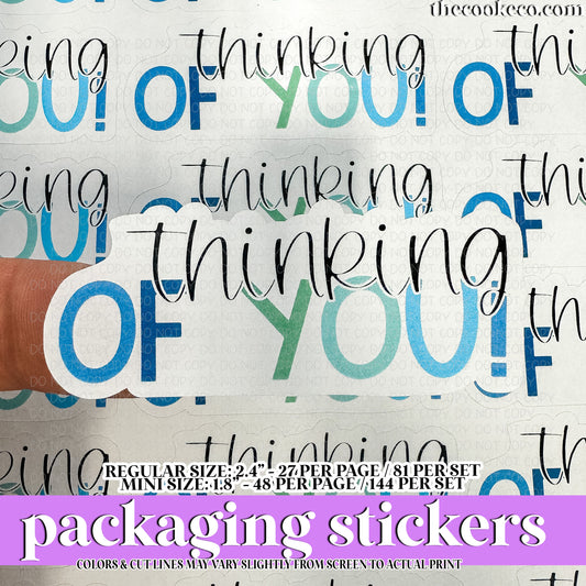 PTO Packaging Stickers | #C0973 - THINKING OF YOU BLUES/GREENS