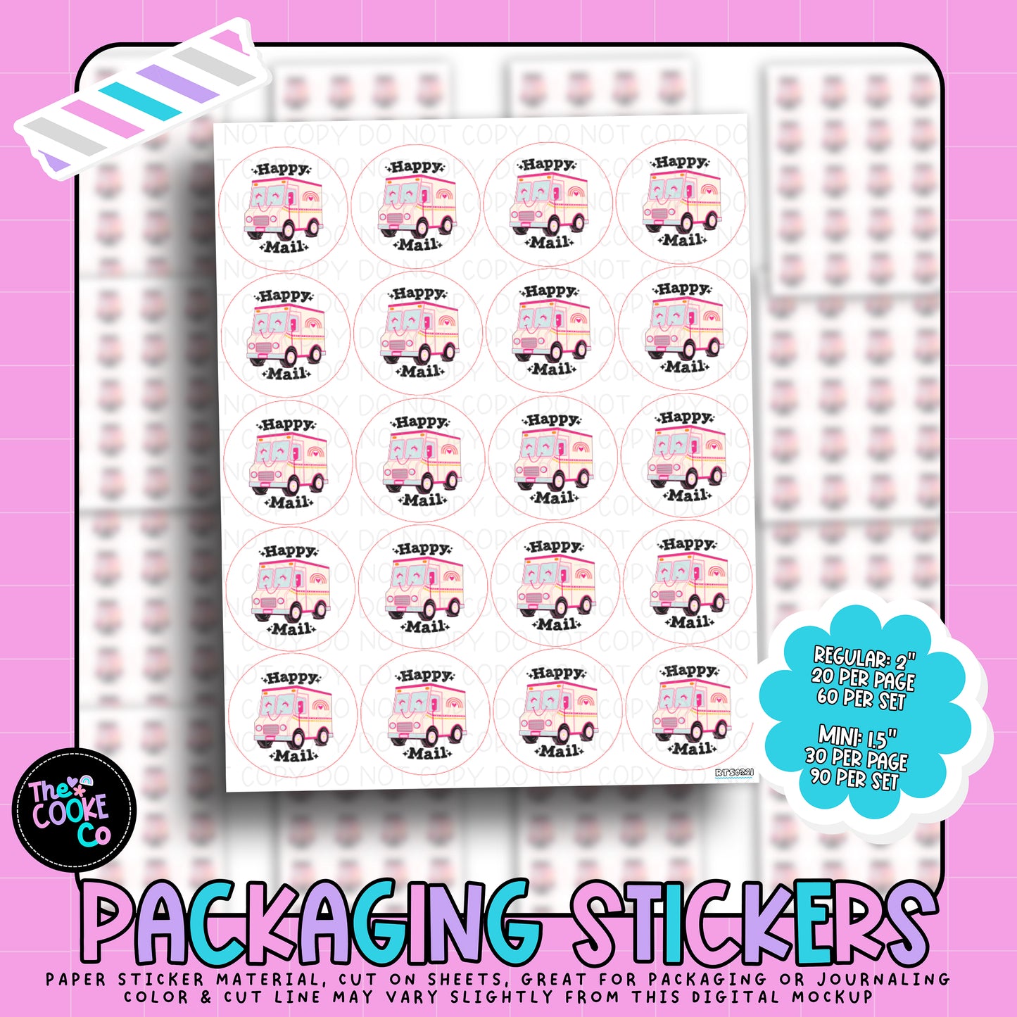 Packaging Stickers | #RTS0321 - HAPPY MAIL TRUCK