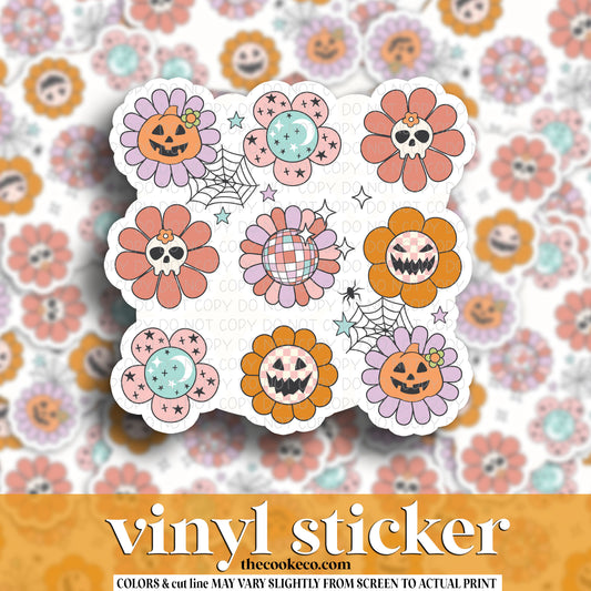 Vinyl Sticker | #V1392 - SKULL, PUMPKIN, FLOWERS