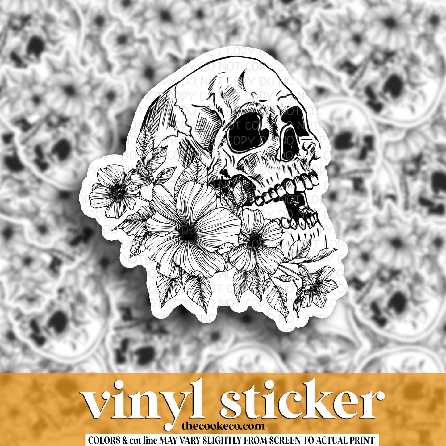 Vinyl Sticker | #V1418 - SKULL & FLOWERS