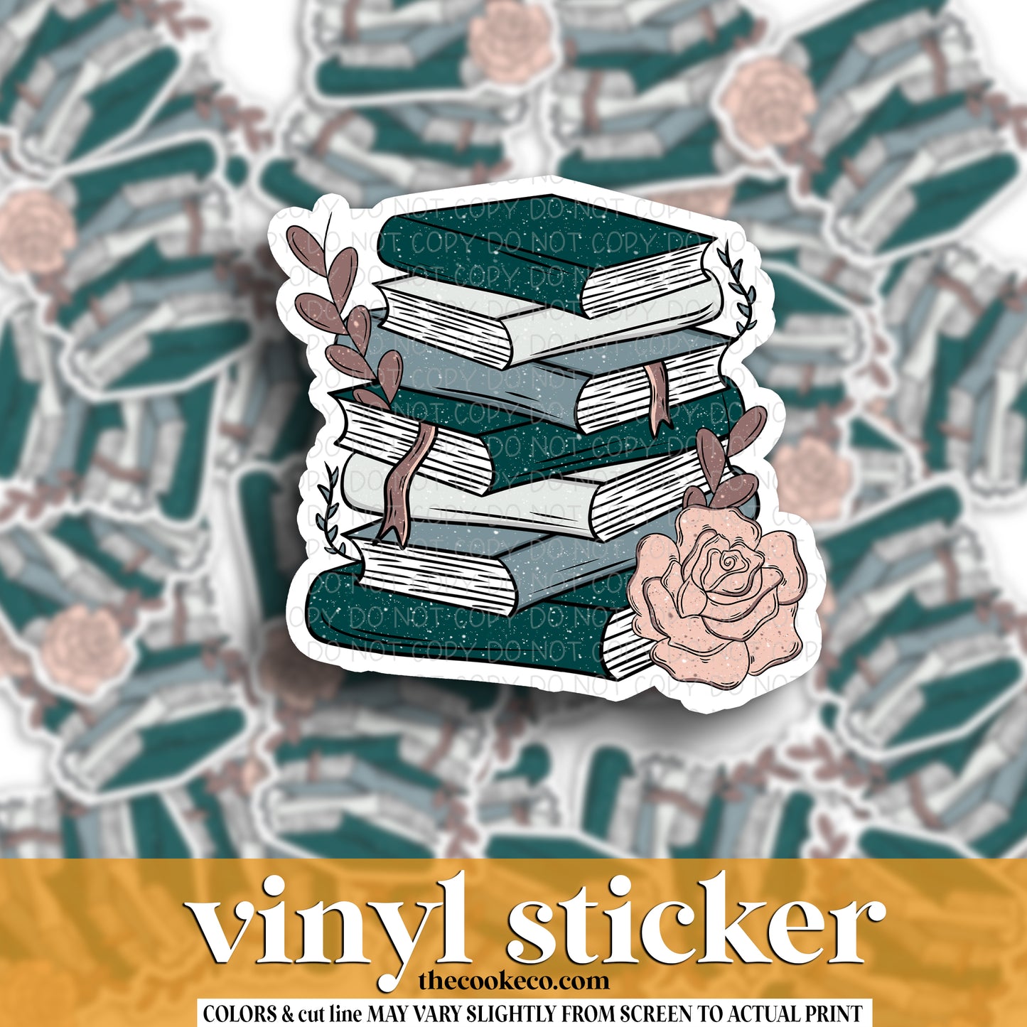 Vinyl Sticker | #V1659  - STACKED TEAL BOOKS