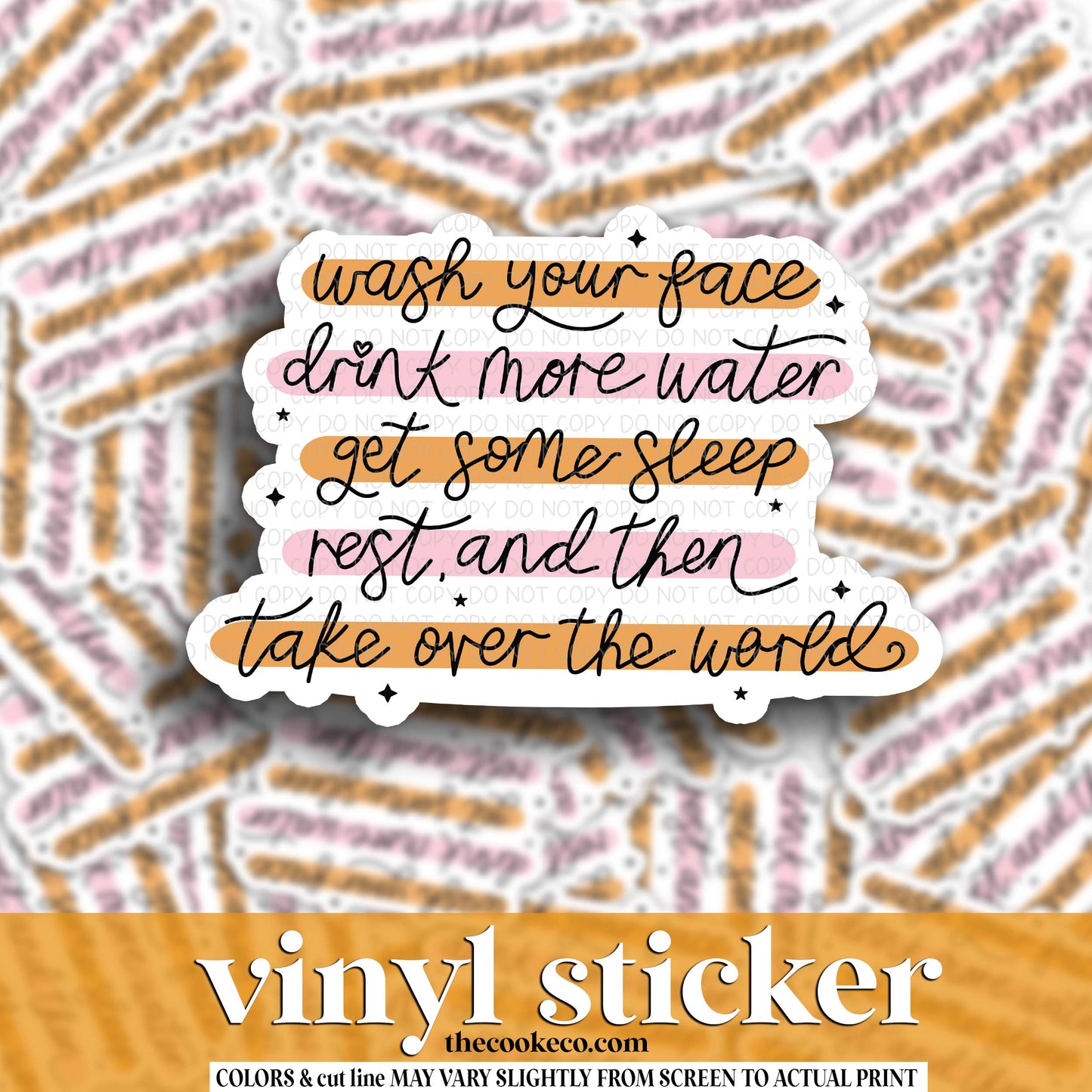 Vinyl Sticker | #V1772 - WASH YOUR FACE, DRINK MORE WATER, GET SOME SLEEP
