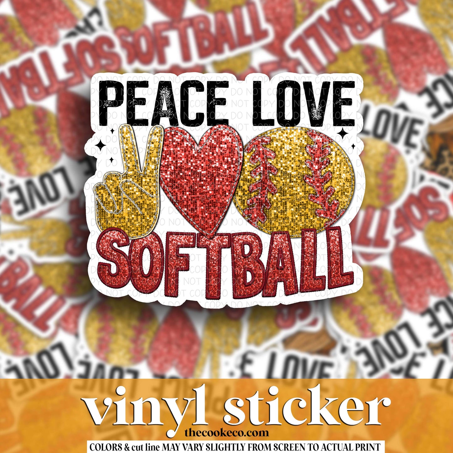 Vinyl Sticker | #V1979 - PEACE LOVE SOFTBALL