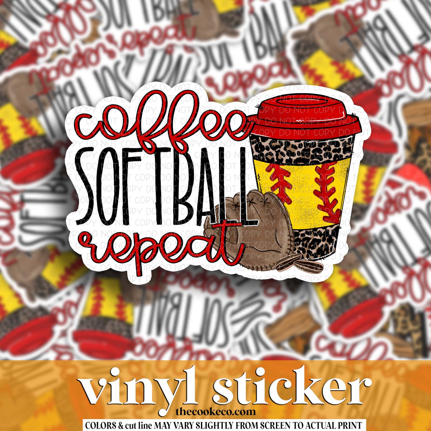 Vinyl Sticker | #V1991 - COFFEE SOFTBALL REPEAT