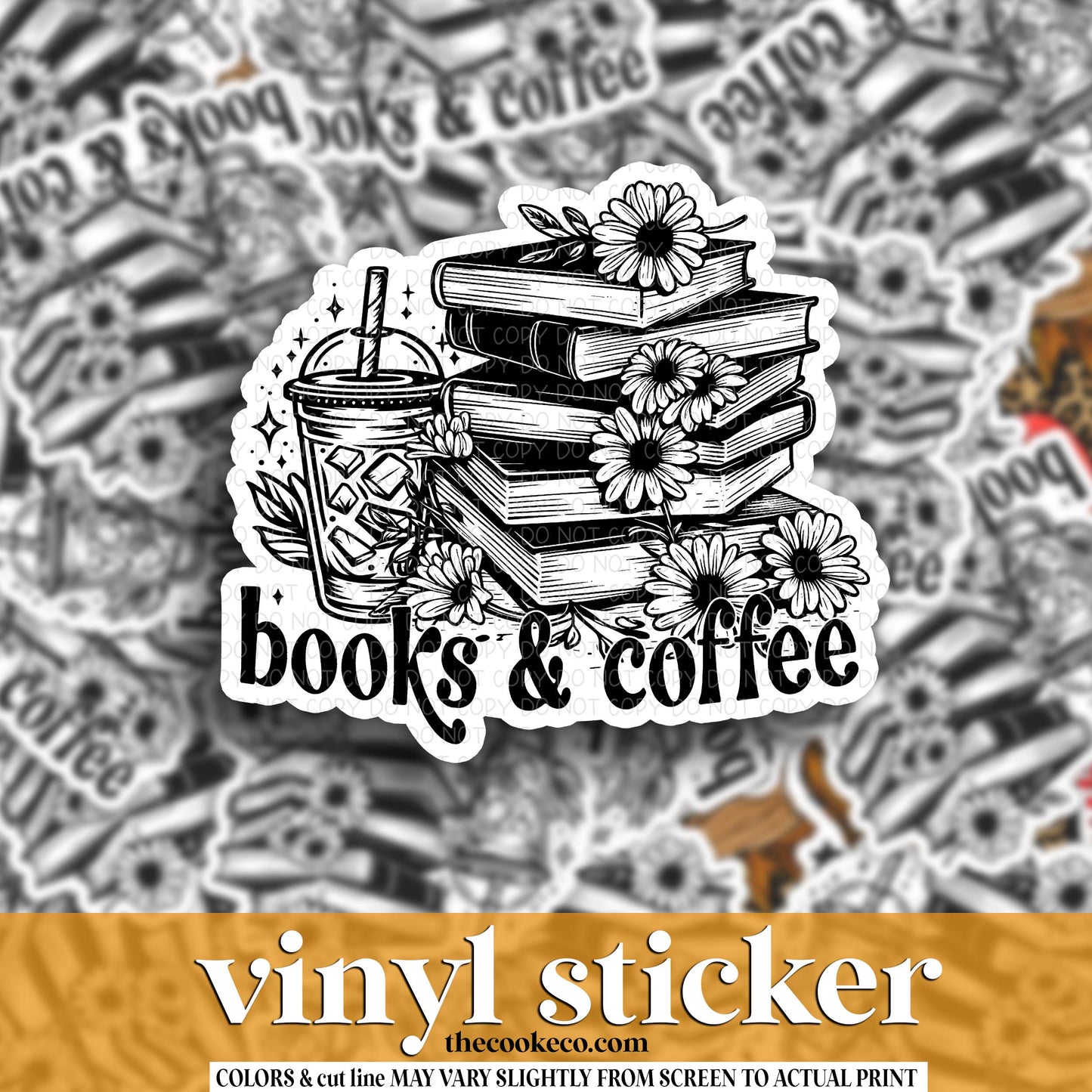 Vinyl Sticker | #V1998 - BOOKS & COFFEE