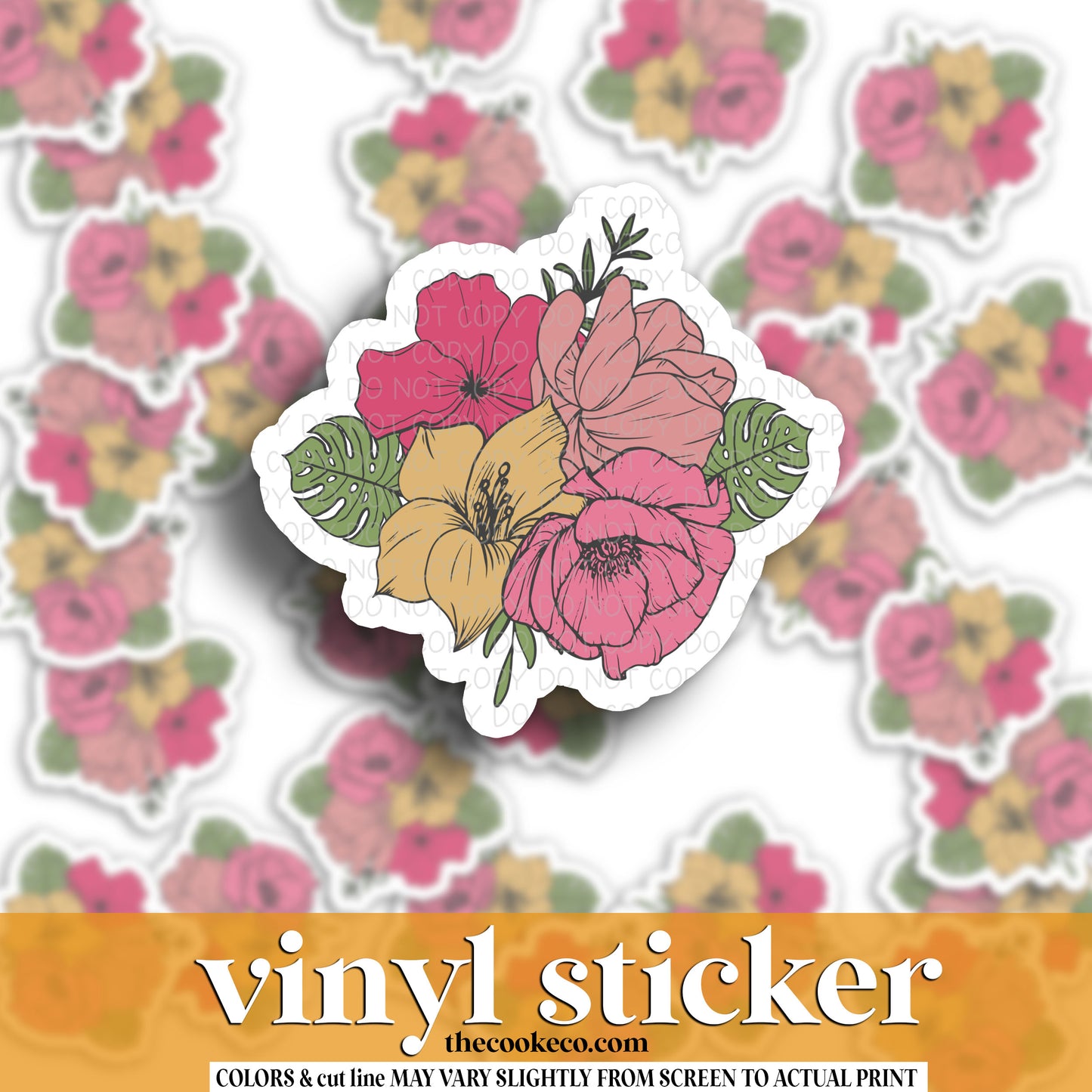 Vinyl Sticker | #V1527 - FLORAL PINK/YELLOW