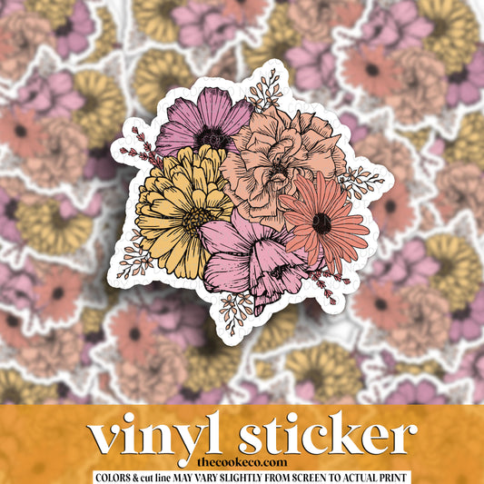 Vinyl Sticker | #V1528 - FLORAL CORAL/PINK