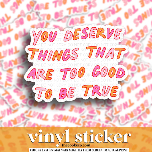 Vinyl Sticker | #V1685  - YOU DESERVE THINGS THAT ARE TOO GOOD TO BE TRUE