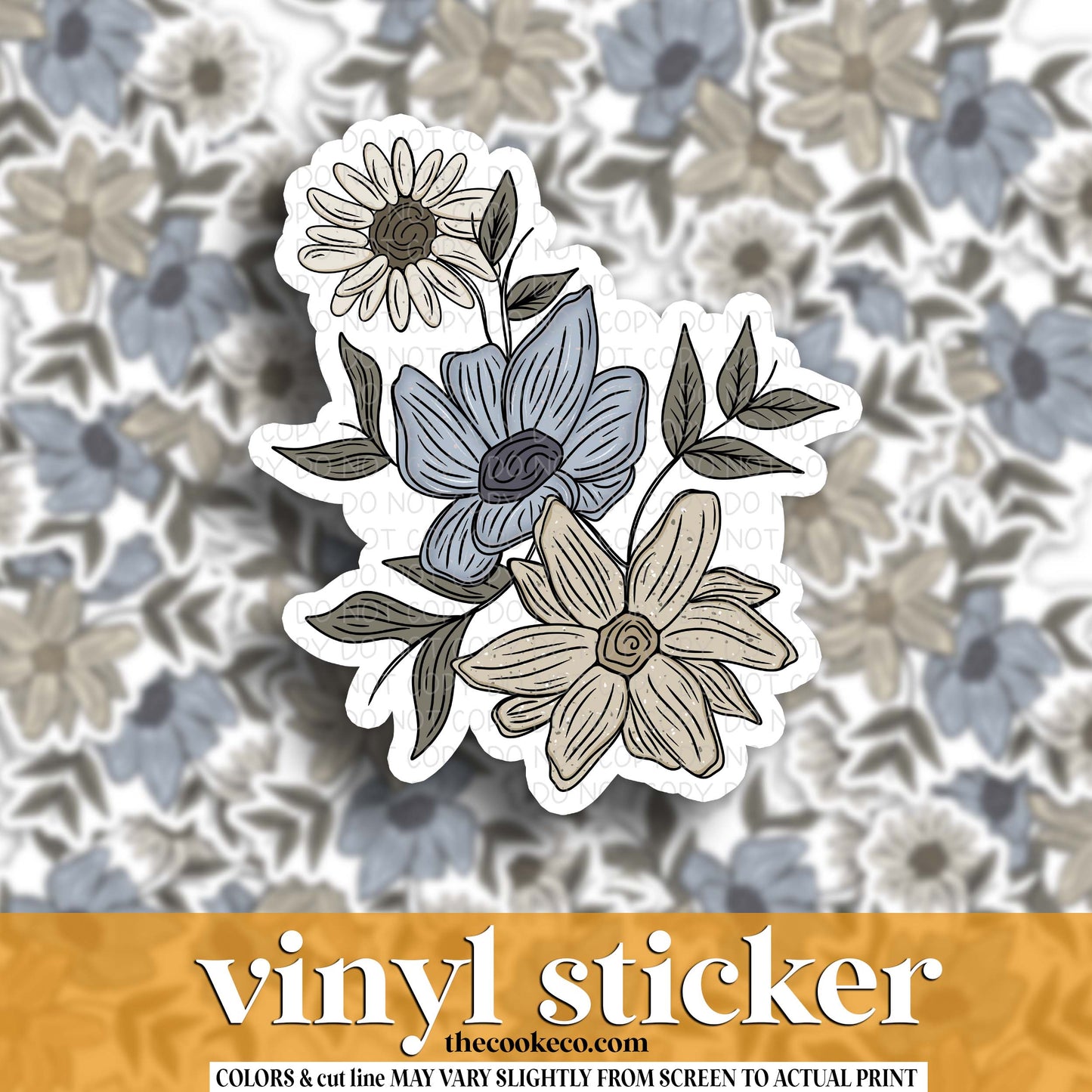 Vinyl Sticker | #V1714 - GREEN AND BLUE FLOWERS