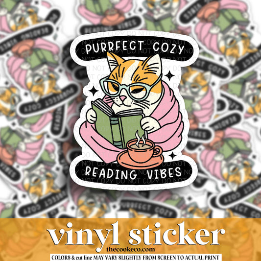 Vinyl Sticker | #V1731 - PURRFECT COZY READING VIBES