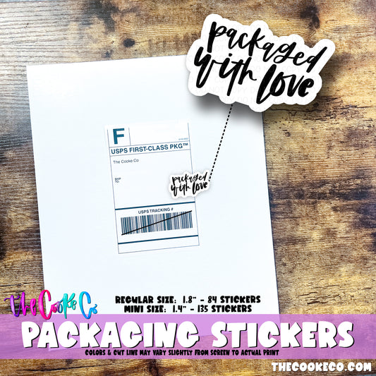 PTO Packaging Stickers | #BW0214 - PACKAGED WITH LOVE