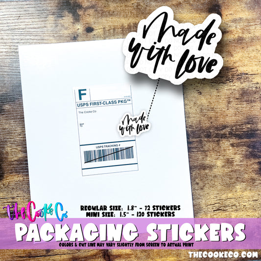 PTO Packaging Stickers | #BW0215 - MADE WITH LOVE