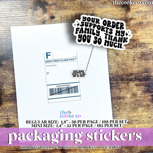 PTO Packaging Stickers | #BW0247 - SUPPORTS MY FAMILY