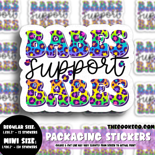PTO Packaging Stickers | #C0537 - BABES SUPPORT BABES RAINBOW LEOPARD