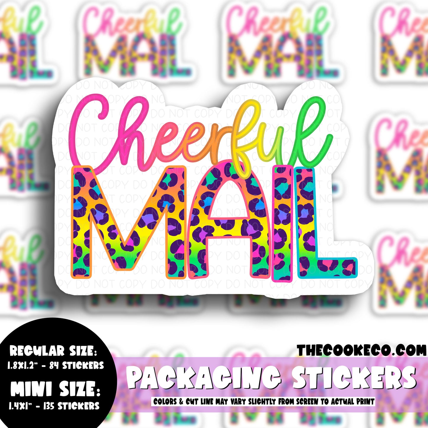Packaging Stickers | #C0538 - CHEERFUL MAIL RAINBOW LEOPARD