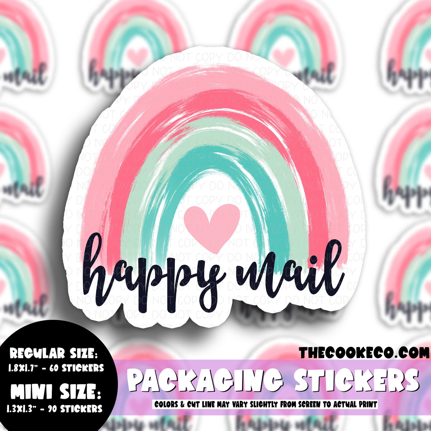 PTO Packaging Stickers | #C0549 - HAPPY MAIL PASTEL RAINBOW