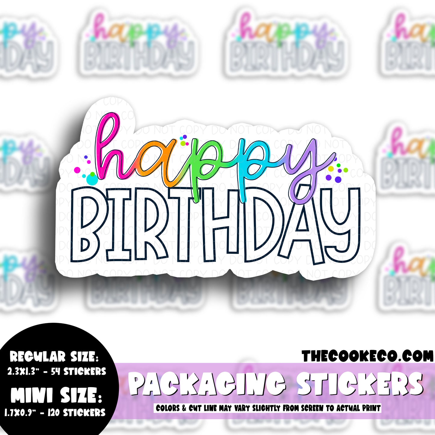 Packaging Stickers | #C0553 - HAPPY BIRTHDAY COLORFUL