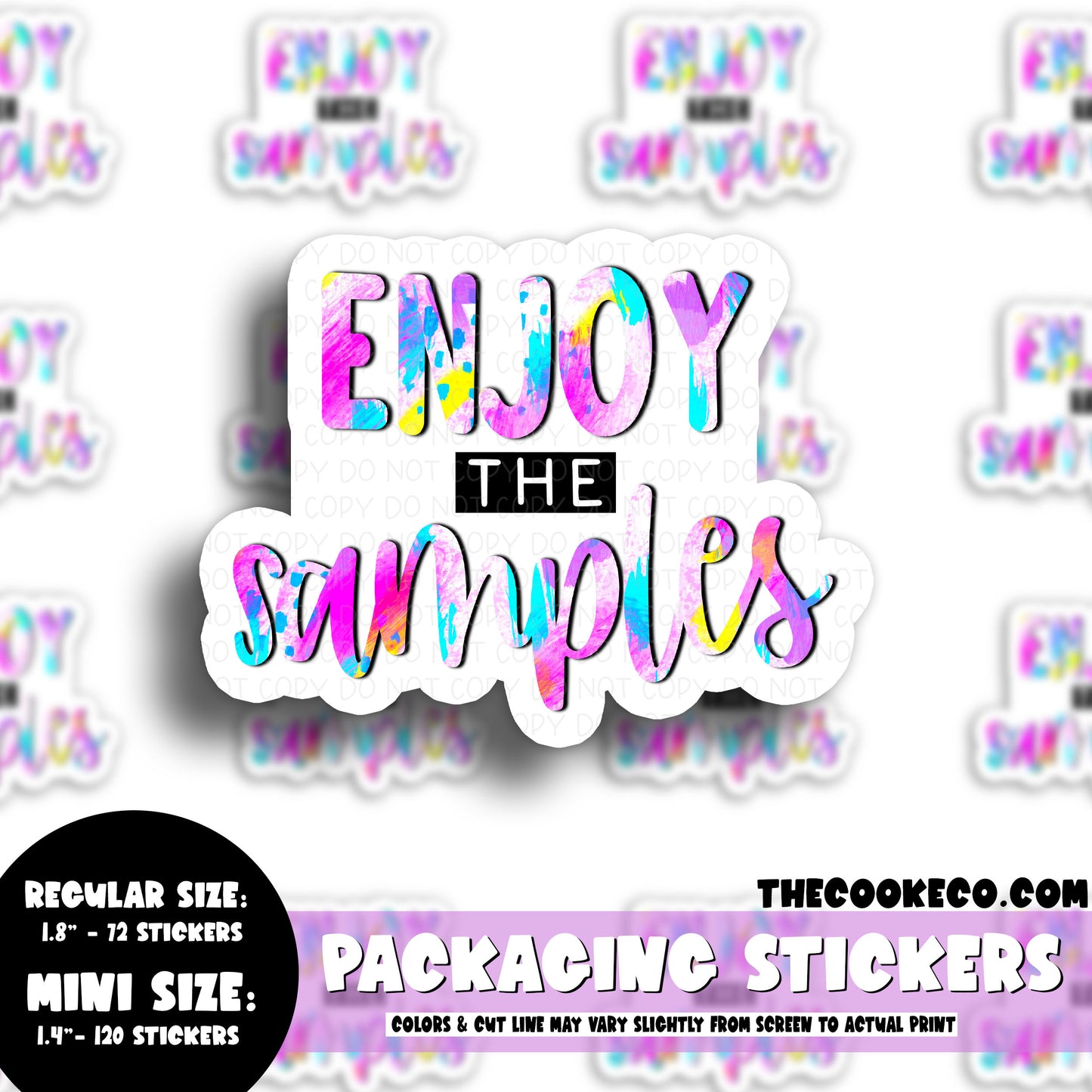 PTO Packaging Stickers | #C0715 - ENJOY THE SAMPLES