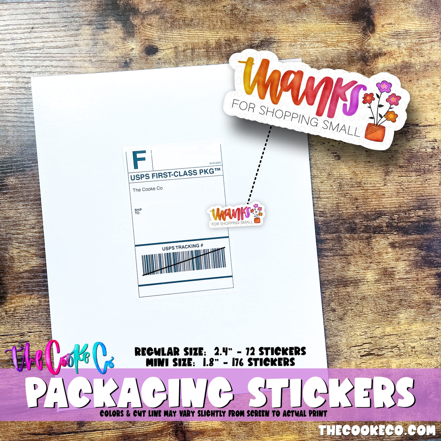 Packaging Stickers | #C0799 - THANKS FOR SHOPPING SMALL FLORAL