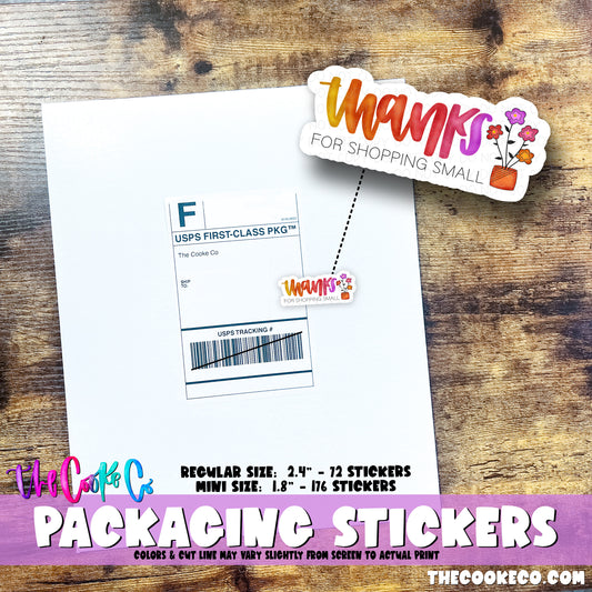 PTO Packaging Stickers | #C0799 - THANKS FOR SHOPPING SMALL FLORAL