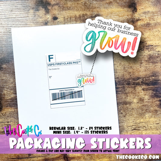 PTO Packaging Stickers | #C0802 - THANK YOU FOR HELPING OUR BUSINESS GROW