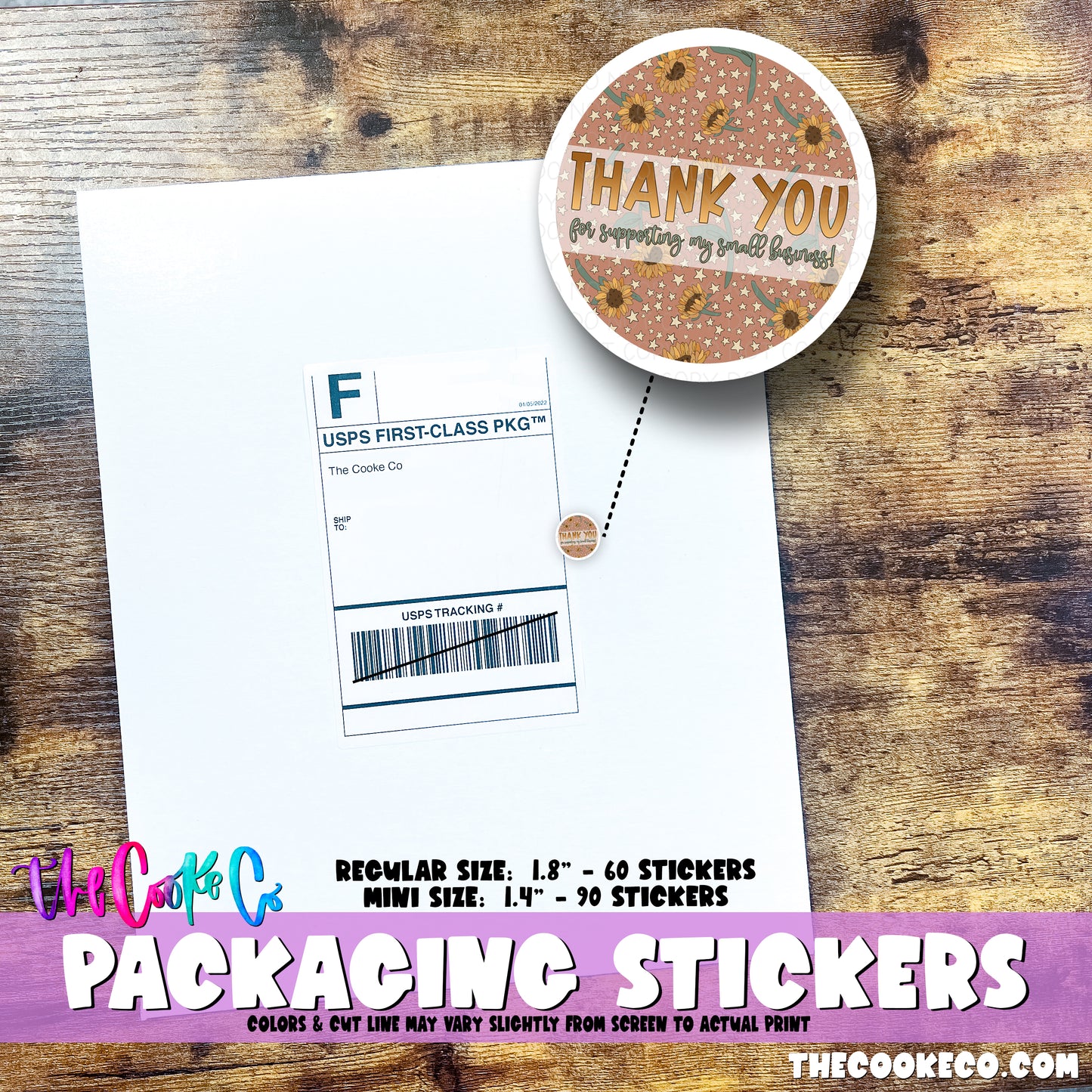 PTO Packaging Stickers | #C0818 - THANK YOU SUNFLOWERS