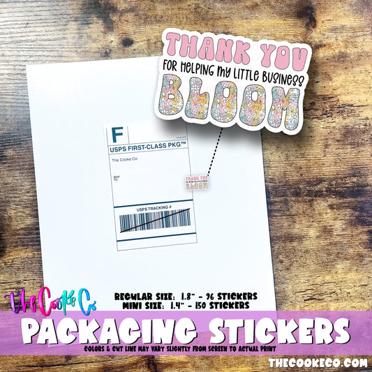 PTO Packaging Stickers | #C0820 - THANK YOU FOR HELPING BUSINESS BLOOM