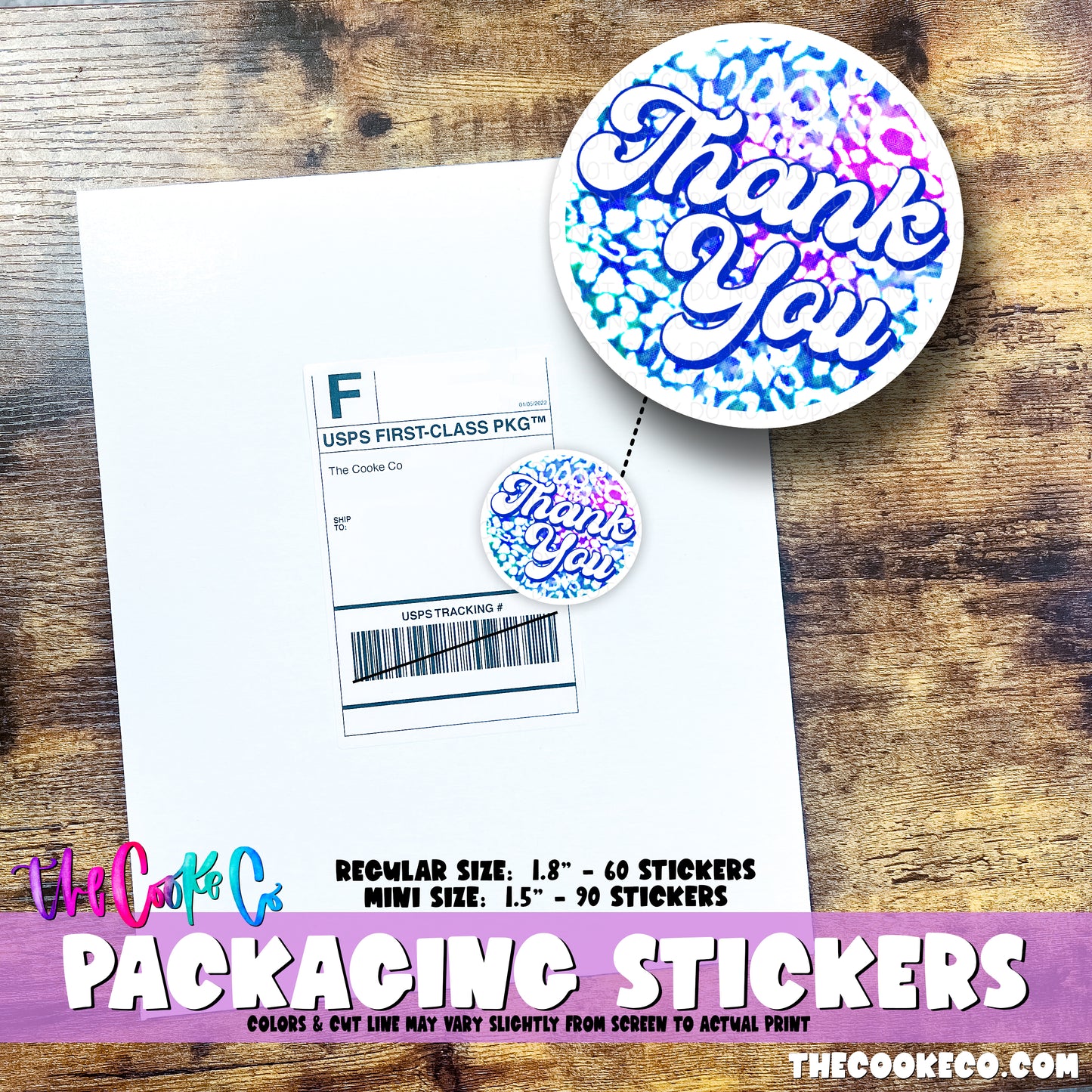PTO Packaging Stickers | #C0830 - THANK YOU FUNKY LEOPARD