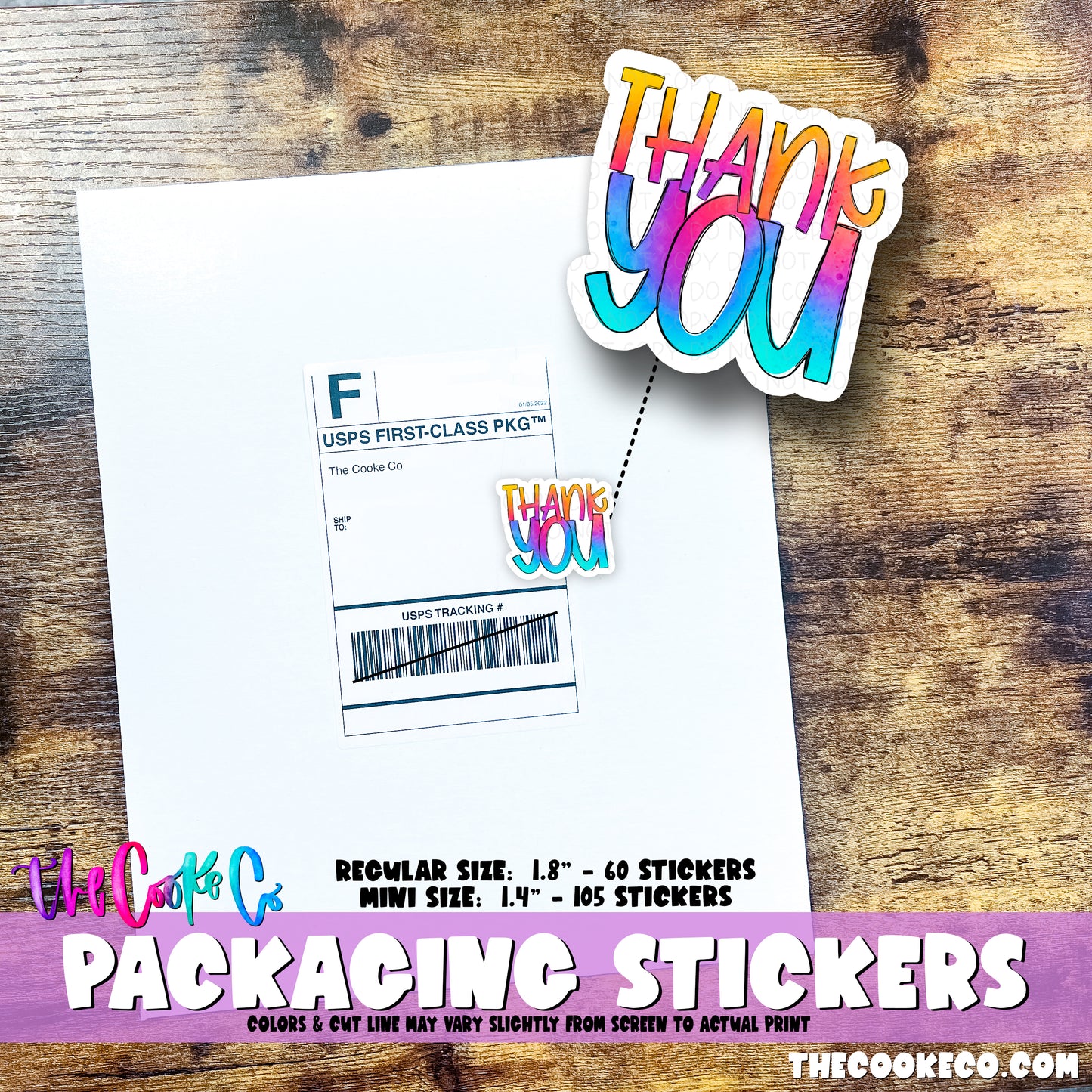 Packaging Stickers | #C0833 - THANK YOU SUNSET WATERCOLOR