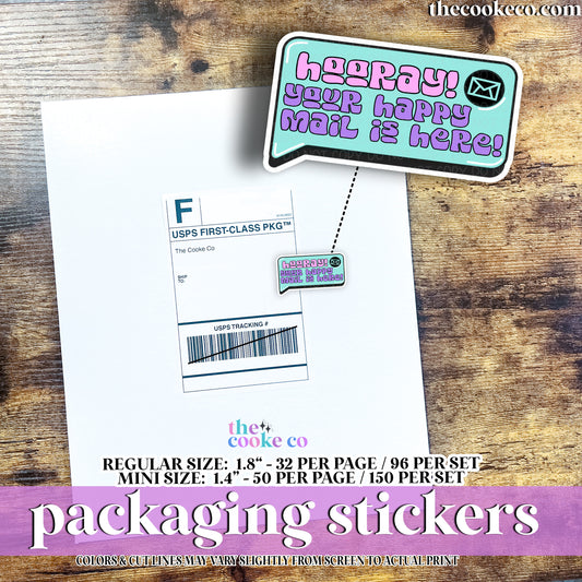 PTO Packaging Stickers | C0914 - HOORAY YOUR HAPPY MAIL IS HERE!