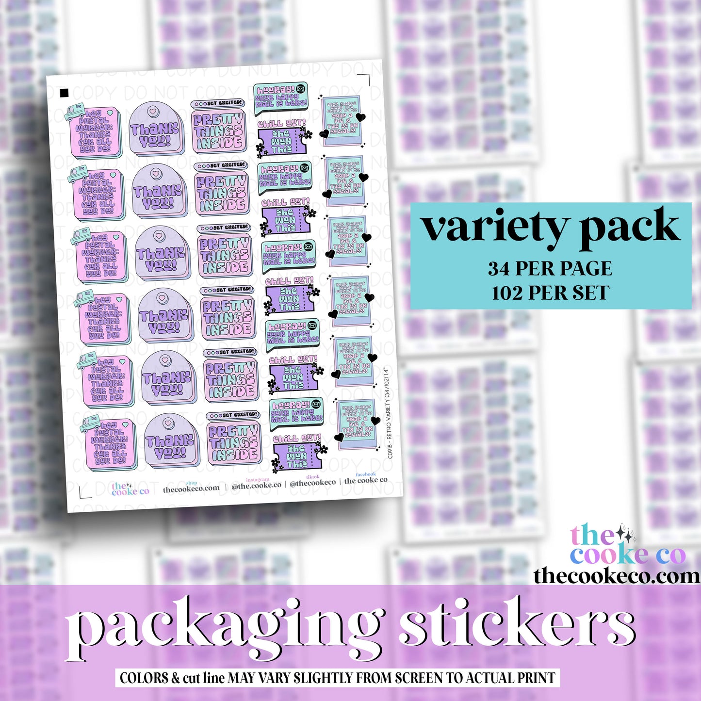 PTO Packaging Stickers | C0918 - RETRO VARIETY PACK