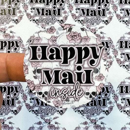 RTS PACKAGING STICKERS | #RTS0235 - HAPPY MAIL INSIDE ROSE & SKULL