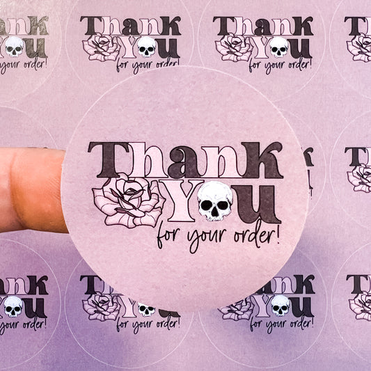 RTS PACKAGING STICKERS | #RTS0233 - THANK YOU FOR YOUR ORDER ROSE & SKULL