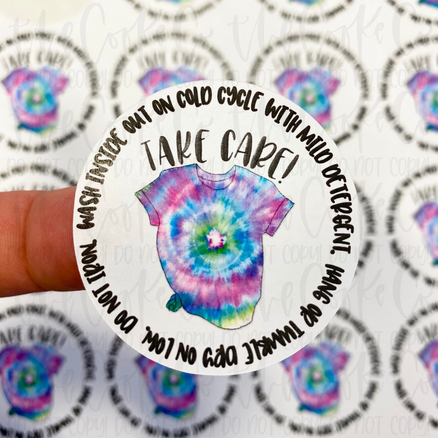 Packaging Stickers | #C0392 - TAKE CARE - TSHIRT CARE INSTRUCTIONS - TIE DYE