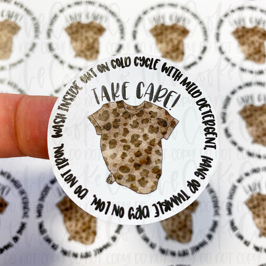 Packaging Stickers | #C0394 - TAKE CARE - TSHIRT CARE INSTRUCTIONS - LEOPARD