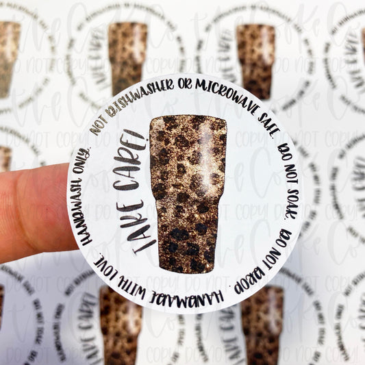 Packaging Stickers | #C0426 - TAKE CARE - TUMBLER CARE INSTRUCTIONS - LEOPARD